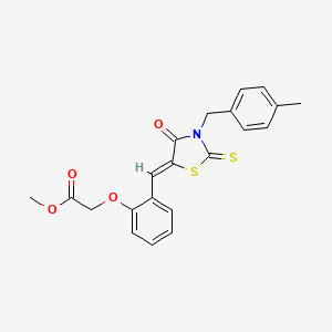 molecular formula C21H19NO4S2 B4716382 methyl (2-{[3-(4-methylbenzyl)-4-oxo-2-thioxo-1,3-thiazolidin-5-ylidene]methyl}phenoxy)acetate 