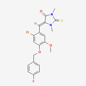 molecular formula C20H18BrFN2O3S B4716408 5-{2-bromo-4-[(4-fluorobenzyl)oxy]-5-methoxybenzylidene}-1,3-dimethyl-2-thioxo-4-imidazolidinone 