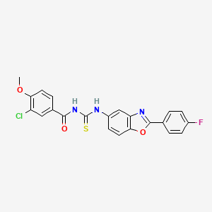 molecular formula C22H15ClFN3O3S B4716417 3-chloro-N-({[2-(4-fluorophenyl)-1,3-benzoxazol-5-yl]amino}carbonothioyl)-4-methoxybenzamide 