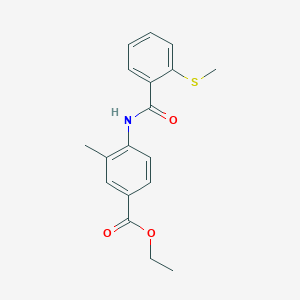 molecular formula C18H19NO3S B4716435 ethyl 3-methyl-4-{[2-(methylthio)benzoyl]amino}benzoate 