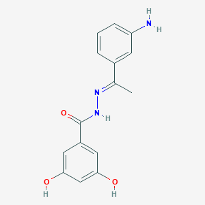 molecular formula C15H15N3O3 B4716449 N'-[1-(3-aminophenyl)ethylidene]-3,5-dihydroxybenzohydrazide 