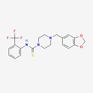 molecular formula C20H20F3N3O2S B4716464 4-(1,3-benzodioxol-5-ylmethyl)-N-[2-(trifluoromethyl)phenyl]-1-piperazinecarbothioamide 