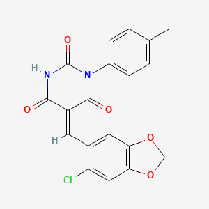 5-[(6-chloro-1,3-benzodioxol-5-yl)methylene]-1-(4-methylphenyl)-2,4,6(1H,3H,5H)-pyrimidinetrione
