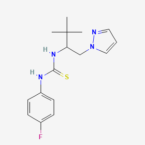 molecular formula C16H21FN4S B4716507 N-[2,2-dimethyl-1-(1H-pyrazol-1-ylmethyl)propyl]-N'-(4-fluorophenyl)thiourea 