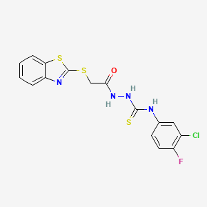 molecular formula C16H12ClFN4OS3 B4716584 2-[(1,3-benzothiazol-2-ylthio)acetyl]-N-(3-chloro-4-fluorophenyl)hydrazinecarbothioamide 