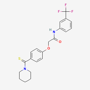 molecular formula C21H21F3N2O2S B4716591 2-[4-(1-piperidinylcarbonothioyl)phenoxy]-N-[3-(trifluoromethyl)phenyl]acetamide 