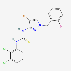 molecular formula C17H12BrCl2FN4S B4716636 N-[4-bromo-1-(2-fluorobenzyl)-1H-pyrazol-3-yl]-N'-(2,3-dichlorophenyl)thiourea 