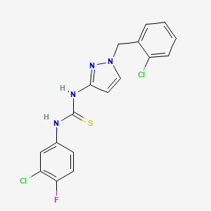 molecular formula C17H13Cl2FN4S B4716639 N-[1-(2-chlorobenzyl)-1H-pyrazol-3-yl]-N'-(3-chloro-4-fluorophenyl)thiourea 