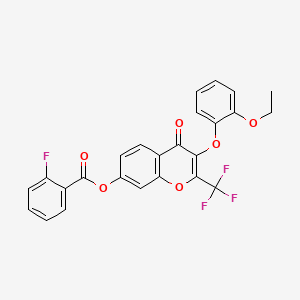 molecular formula C25H16F4O6 B4716684 3-(2-ethoxyphenoxy)-4-oxo-2-(trifluoromethyl)-4H-chromen-7-yl 2-fluorobenzoate 