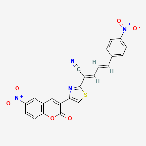 molecular formula C23H12N4O6S B4716833 2-[4-(6-nitro-2-oxo-2H-chromen-3-yl)-1,3-thiazol-2-yl]-5-(4-nitrophenyl)-2,4-pentadienenitrile 
