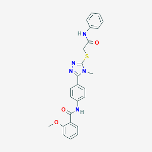 molecular formula C25H23N5O3S B471684 N-[4-[5-(2-anilino-2-oxoethyl)sulfanyl-4-methyl-1,2,4-triazol-3-yl]phenyl]-2-methoxybenzamide CAS No. 425647-33-2