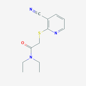 molecular formula C12H15N3OS B4716843 2-[(3-cyano-2-pyridinyl)thio]-N,N-diethylacetamide 