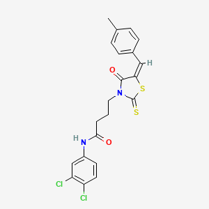 molecular formula C21H18Cl2N2O2S2 B4716903 N-(3,4-dichlorophenyl)-4-[5-(4-methylbenzylidene)-4-oxo-2-thioxo-1,3-thiazolidin-3-yl]butanamide 