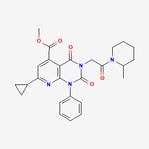 molecular formula C26H28N4O5 B4716946 methyl 7-cyclopropyl-3-[2-(2-methyl-1-piperidinyl)-2-oxoethyl]-2,4-dioxo-1-phenyl-1,2,3,4-tetrahydropyrido[2,3-d]pyrimidine-5-carboxylate 
