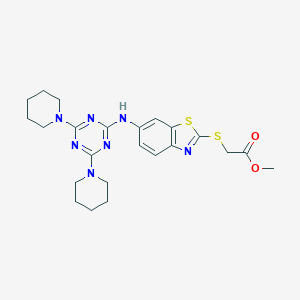 B471698 Methyl [(6-{[4,6-di(1-piperidinyl)-1,3,5-triazin-2-yl]amino}-1,3-benzothiazol-2-yl)sulfanyl]acetate CAS No. 445421-70-5