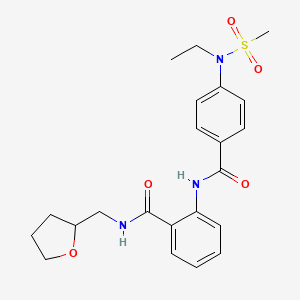 molecular formula C22H27N3O5S B4716990 2-({4-[ethyl(methylsulfonyl)amino]benzoyl}amino)-N-(tetrahydro-2-furanylmethyl)benzamide 