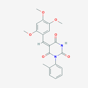 molecular formula C21H20N2O6 B4717029 1-(2-methylphenyl)-5-(2,4,5-trimethoxybenzylidene)-2,4,6(1H,3H,5H)-pyrimidinetrione 