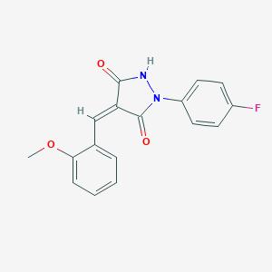 molecular formula C17H13FN2O3 B471705 1-(4-Fluorophenyl)-4-(2-methoxybenzylidene)-3,5-pyrazolidinedione CAS No. 371125-97-2