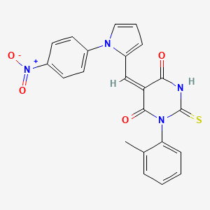 molecular formula C22H16N4O4S B4717090 1-(2-methylphenyl)-5-{[1-(4-nitrophenyl)-1H-pyrrol-2-yl]methylene}-2-thioxodihydro-4,6(1H,5H)-pyrimidinedione 