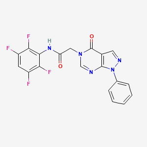 2-(4-oxo-1-phenyl-1,4-dihydro-5H-pyrazolo[3,4-d]pyrimidin-5-yl)-N-(2,3,5,6-tetrafluorophenyl)acetamide