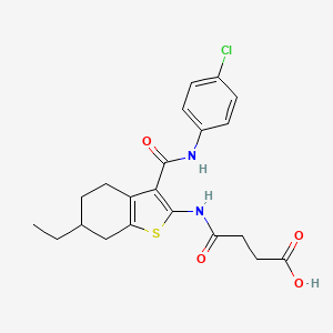 molecular formula C21H23ClN2O4S B4717115 4-[(3-{[(4-chlorophenyl)amino]carbonyl}-6-ethyl-4,5,6,7-tetrahydro-1-benzothien-2-yl)amino]-4-oxobutanoic acid 