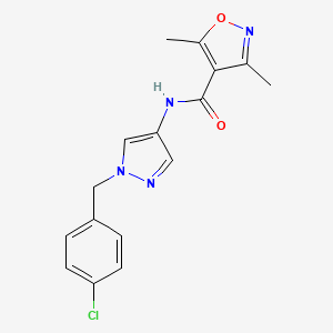 molecular formula C16H15ClN4O2 B4717162 N-[1-(4-chlorobenzyl)-1H-pyrazol-4-yl]-3,5-dimethyl-4-isoxazolecarboxamide 