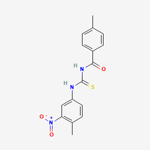 molecular formula C16H15N3O3S B4717172 4-methyl-N-{[(4-methyl-3-nitrophenyl)amino]carbonothioyl}benzamide 