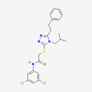 molecular formula C22H24Cl2N4OS B4717186 N-(3,5-dichlorophenyl)-2-{[4-isobutyl-5-(2-phenylethyl)-4H-1,2,4-triazol-3-yl]thio}acetamide 