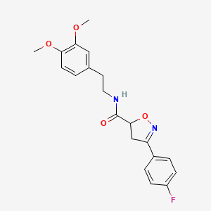 molecular formula C20H21FN2O4 B4717190 N-[2-(3,4-dimethoxyphenyl)ethyl]-3-(4-fluorophenyl)-4,5-dihydro-5-isoxazolecarboxamide 