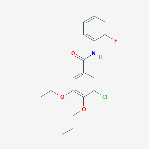 molecular formula C18H19ClFNO3 B4717218 3-chloro-5-ethoxy-N-(2-fluorophenyl)-4-propoxybenzamide 