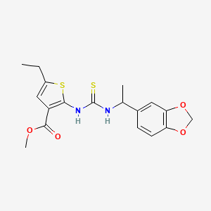molecular formula C18H20N2O4S2 B4717237 methyl 2-[({[1-(1,3-benzodioxol-5-yl)ethyl]amino}carbonothioyl)amino]-5-ethyl-3-thiophenecarboxylate 