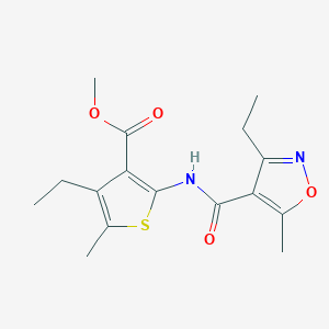 molecular formula C16H20N2O4S B4717297 methyl 4-ethyl-2-{[(3-ethyl-5-methyl-4-isoxazolyl)carbonyl]amino}-5-methyl-3-thiophenecarboxylate 