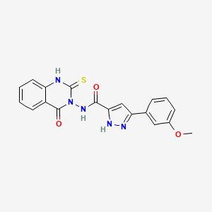 molecular formula C19H15N5O3S B4717298 N-(2-mercapto-4-oxo-3(4H)-quinazolinyl)-5-(3-methoxyphenyl)-1H-pyrazole-3-carboxamide 