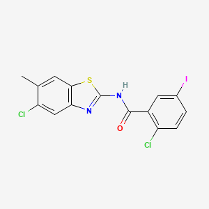 molecular formula C15H9Cl2IN2OS B4717333 2-chloro-N-(5-chloro-6-methyl-1,3-benzothiazol-2-yl)-5-iodobenzamide 