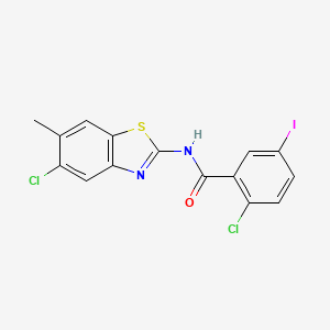 2-chloro-N-(5-chloro-6-methyl-1,3-benzothiazol-2-yl)-5-iodobenzamide