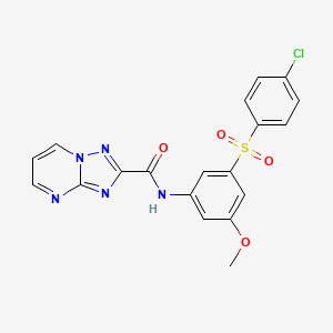 molecular formula C19H14ClN5O4S B4717347 N-{3-[(4-chlorophenyl)sulfonyl]-5-methoxyphenyl}[1,2,4]triazolo[1,5-a]pyrimidine-2-carboxamide 