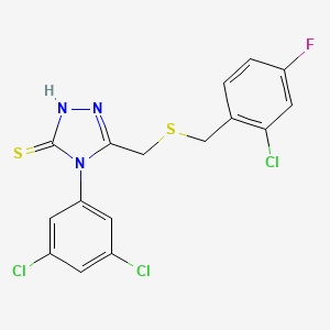 molecular formula C16H11Cl3FN3S2 B4717378 5-{[(2-chloro-4-fluorobenzyl)thio]methyl}-4-(3,5-dichlorophenyl)-4H-1,2,4-triazole-3-thiol 
