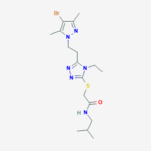 molecular formula C17H27BrN6OS B4717392 2-({5-[2-(4-bromo-3,5-dimethyl-1H-pyrazol-1-yl)ethyl]-4-ethyl-4H-1,2,4-triazol-3-yl}thio)-N-isobutylacetamide 