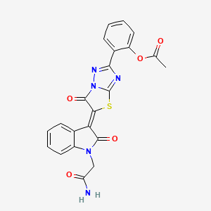 2-{5-[1-(2-amino-2-oxoethyl)-2-oxo-1,2-dihydro-3H-indol-3-ylidene]-6-oxo-5,6-dihydro[1,3]thiazolo[3,2-b][1,2,4]triazol-2-yl}phenyl acetate