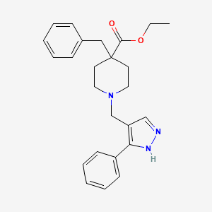 molecular formula C25H29N3O2 B4717444 ethyl 4-benzyl-1-[(3-phenyl-1H-pyrazol-4-yl)methyl]-4-piperidinecarboxylate 