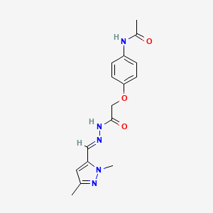 N-[4-(2-{2-[(1,3-dimethyl-1H-pyrazol-5-yl)methylene]hydrazino}-2-oxoethoxy)phenyl]acetamide