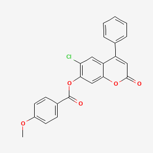 molecular formula C23H15ClO5 B4717472 6-chloro-2-oxo-4-phenyl-2H-chromen-7-yl 4-methoxybenzoate 