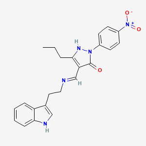 molecular formula C23H23N5O3 B4717485 4-({[2-(1H-indol-3-yl)ethyl]amino}methylene)-2-(4-nitrophenyl)-5-propyl-2,4-dihydro-3H-pyrazol-3-one 