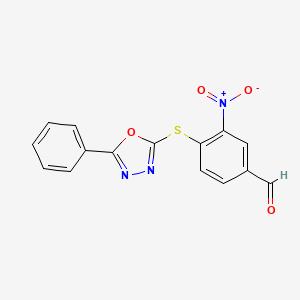 3-nitro-4-[(5-phenyl-1,3,4-oxadiazol-2-yl)thio]benzaldehyde