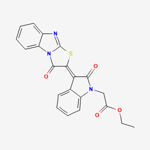 molecular formula C21H15N3O4S B4717564 ethyl [2-oxo-3-(3-oxo[1,3]thiazolo[3,2-a]benzimidazol-2(3H)-ylidene)-2,3-dihydro-1H-indol-1-yl]acetate 