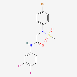molecular formula C15H13BrF2N2O3S B4717590 N~2~-(4-bromophenyl)-N~1~-(3,4-difluorophenyl)-N~2~-(methylsulfonyl)glycinamide 