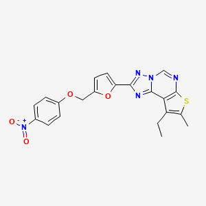 molecular formula C21H17N5O4S B4717600 9-ethyl-8-methyl-2-{5-[(4-nitrophenoxy)methyl]-2-furyl}thieno[3,2-e][1,2,4]triazolo[1,5-c]pyrimidine 