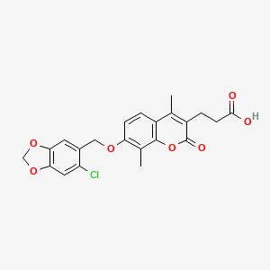 molecular formula C22H19ClO7 B4717619 3-{7-[(6-chloro-1,3-benzodioxol-5-yl)methoxy]-4,8-dimethyl-2-oxo-2H-chromen-3-yl}propanoic acid 