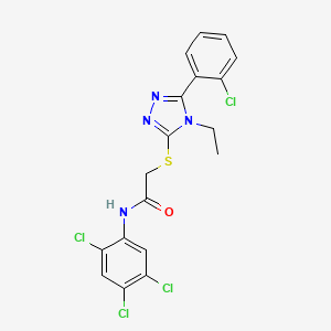 molecular formula C18H14Cl4N4OS B4717645 2-{[5-(2-chlorophenyl)-4-ethyl-4H-1,2,4-triazol-3-yl]thio}-N-(2,4,5-trichlorophenyl)acetamide 