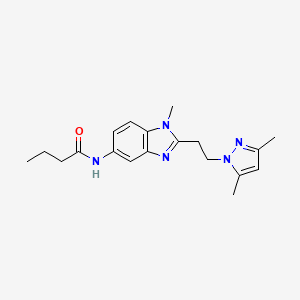 molecular formula C19H25N5O B4717668 N-{2-[2-(3,5-dimethyl-1H-pyrazol-1-yl)ethyl]-1-methyl-1H-benzimidazol-5-yl}butanamide 